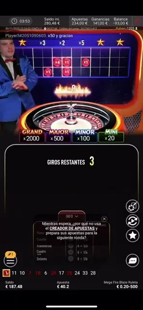 Mega Fire Blaze Ruleta Espana — captura